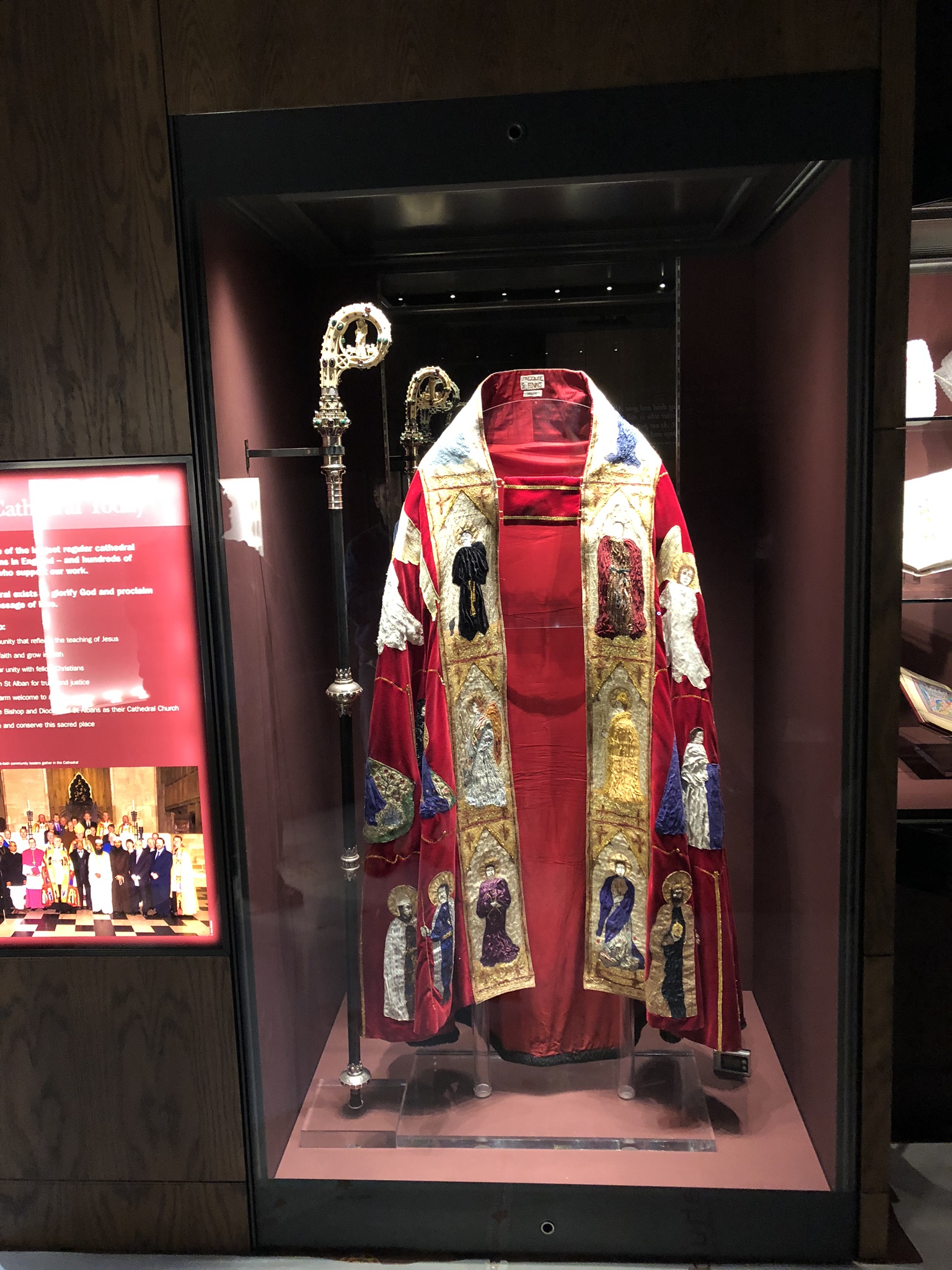  textile display at St albans cathedral 